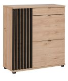 Schuhschrank Collin in Jackson Eiche und schwarz Schuhkipper mit 3-D Lamellen 90 cm