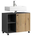 Waschbeckenunterschrank Feliz in Evoke Eiche und grau Badschrank auf Rollen 80 cm
