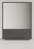 Badezimmer Spiegel Feliz in Grau, Wandspiegel mit Ablage 60 x 74 cm