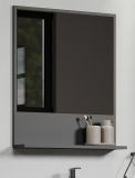 Badezimmer Spiegel Feliz in Grau, Wandspiegel mit Ablage 60 x 74 cm