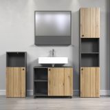 Badm�bel Set Feliz in Evoke Eiche und Grau, Badkombination 4-teilig 180 x 186 cm