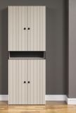 Badezimmer Hochschrank Feliz in Kaschmir Grau Leistenoptik, Badschrank 70 x 186 cm