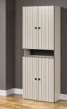 Badezimmer Hochschrank Feliz in Kaschmir Grau Leistenoptik, Badschrank 70 x 186 cm
