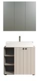 Badm�bel Set Feliz in Kaschmir / Grau mit Leistenoptik, 2-teilig 90 x 186 cm