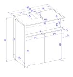 Waschbeckenunterschrank Center in grau matt und Wotan Eiche Badezimmer Unterschrank 60 cm
