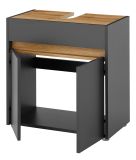 Waschbeckenunterschrank Center in grau matt und Wotan Eiche Badezimmer Unterschrank 60 cm