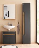 Badm�bel Set 3-teilig Center in grau matt und Wotan Eiche Badkombination 114 cm