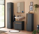 Badm�bel Set 3-teilig Center in grau matt und Wotan Eiche Badkombination 114 cm