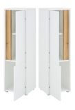 Badezimmer Midischrank Center in wei� und Wotan Eiche Badm�bel Kommode 34 x 114 cm