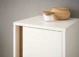 Badezimmer Hochschrank Center in wei� und Wotan Eiche Badschrank 34 x 200 cm