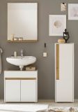 Badm�bel Set 3-teilig Center in wei� und Wotan Eiche Badkombination 114 cm