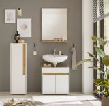 Badm�bel Set 3-teilig Center in wei� und Wotan Eiche Badkombination 114 cm