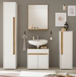 Badm�bel Set 4-teilig Center in wei� und Wotan Eiche Badkombination 168 cm