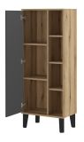 Badezimmer Midischrank Torsby in grau und Evoke Eiche Badm�bel Kommode 51 x 128 cm