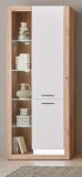 Vitrine Rivian in wei� matt und Evoke Eiche Vitrinenschrank 80 x 195 cm