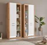 Vitrine Rivian in wei� matt und Evoke Eiche Vitrinenschrank 80 x 195 cm