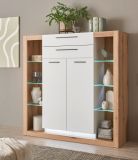 Highboard Rivian in wei� matt und Evoke Eiche Kommode 141 x 139 cm