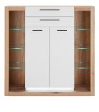 Highboard Rivian in wei� matt und Evoke Eiche Kommode 141 x 139 cm
