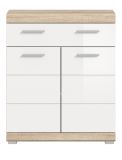 Badezimmer Kommode Mambo in wei� Hochglanz und Sonoma Eiche Badschrank 74 x 88 cm