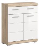Badezimmer Kommode Mambo in wei� Hochglanz und Sonoma Eiche Badschrank 74 x 88 cm
