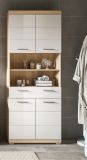 Badezimmer Hochschrank Mambo in wei� Hochglanz und Sonoma Eiche Badschrank 74 x 191 cm