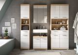 Badezimmer Hochschrank Mambo in wei� Hochglanz und Sonoma Eiche Badschrank 74 x 191 cm