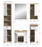 Badm�bel Set 5-teilig Mambo in wei� Hochglanz und Sonoma Eiche Badkombination 164 x 191 cm