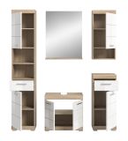 Badm�bel Set 5-teilig Mambo in wei� Hochglanz und Sonoma Eiche Badkombination 164 x 191 cm