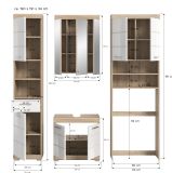 Badm�bel Set 4-teilig Mambo in wei� Hochglanz und Sonoma Eiche Badkombination 190 x 191 cm