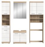 Badm�bel Set 4-teilig Mambo in wei� Hochglanz und Sonoma Eiche Badkombination 190 x 191 cm