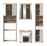 Badm�bel Set 4-teilig Mambo in wei� Hochglanz und Sonoma Eiche Badkombination 190 x 191 cm
