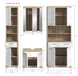 Badm�bel Set 4-teilig Mambo in wei� Hochglanz und Sonoma Eiche Badkombination 186 x 191 cm