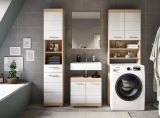 Badm�bel Set 4-teilig Mambo in wei� Hochglanz und Sonoma Eiche Badkombination 190 x 191 cm