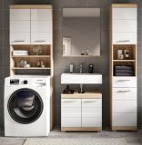 Badm�bel Set 4-teilig Mambo in wei� Hochglanz und Sonoma Eiche Badkombination 190 x 191 cm