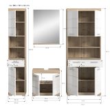 Badm�bel Set 4-teilig Mambo in wei� Hochglanz und Sonoma Eiche Badkombination 186 x 191 cm