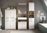 Badm�bel Set 4-teilig Mambo in wei� Hochglanz und Sonoma Eiche Badkombination 186 x 191 cm