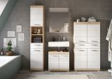 Badm�bel Set 4-teilig Mambo in wei� Hochglanz und Sonoma Eiche Badkombination 186 x 191 cm