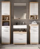 Badm�bel Set 5-teilig Mambo in wei� Hochglanz und Sonoma Eiche Badkombination 164 x 191 cm