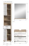 Badm�bel Set 3-teilig Mambo in wei� Hochglanz und Sonoma Eiche Badkombination 112 x 191 cm