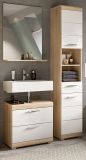 Badm�bel Set 3-teilig Mambo in wei� Hochglanz und Sonoma Eiche Badkombination 112 x 191 cm