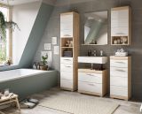 Badm�bel Set 4-teilig Mambo in wei� Hochglanz und Sonoma Eiche Badkombination 112 x 191 cm