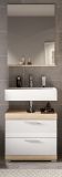 Badm�bel Set 2-teilig Mambo in wei� Hochglanz und Sonoma Eiche Badkombination 60 x 191 cm