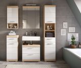 Badm�bel Set 5-teilig Mambo in wei� Hochglanz und Sonoma Eiche Badkombination 164 x 191 cm
