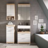 Badm�bel Set 4-teilig Mambo in wei� Hochglanz und Sonoma Eiche Badkombination 112 x 191 cm