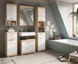 Badm�bel Set 4-teilig Mambo in wei� Hochglanz und Sonoma Eiche Badkombination 112 x 191 cm