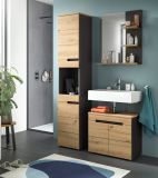 Waschbeckenunterschrank Cooper in Artisan Eiche und grau Badschrank 63 cm, Soft-Close