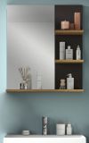 Badezimmer Spiegel Cooper in Artisan Eiche und grau Badspiegel mit Ablage 63 x 73 cm