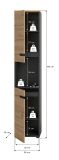 Badezimmer Hochschrank Cooper in Artisan Eiche und grau Badschrank 38 x 193 cm, Soft-Close