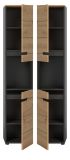 Badezimmer Hochschrank Cooper in Artisan Eiche und grau Badschrank 38 x 193 cm, Soft-Close
