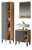 Badm�bel Set 3-teilig Torsby in grau und Evoke Eiche Badkombination 121 x 190 cm